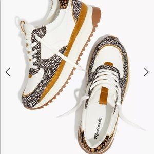 Madewell sneakers: Kickoff Trainer Sneakers in Leather and Spot Mix Calf Hair